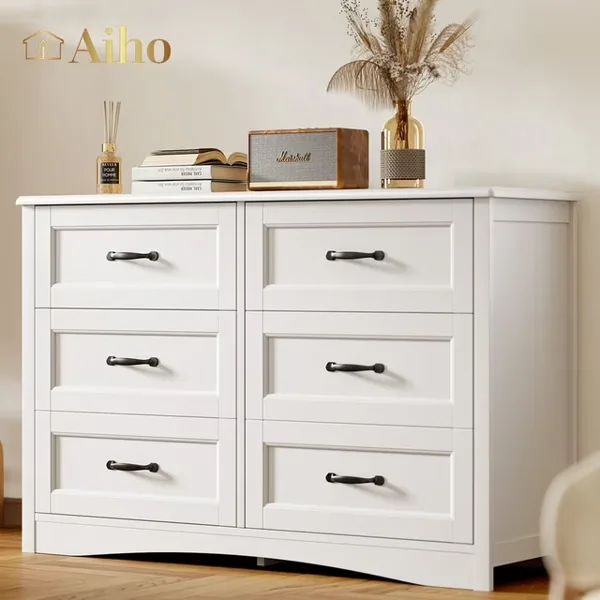 White Dresser Cabinet with Metal Handle