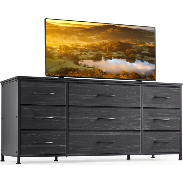 Wide Dresser TV Stand with 9 Drawers Dresser